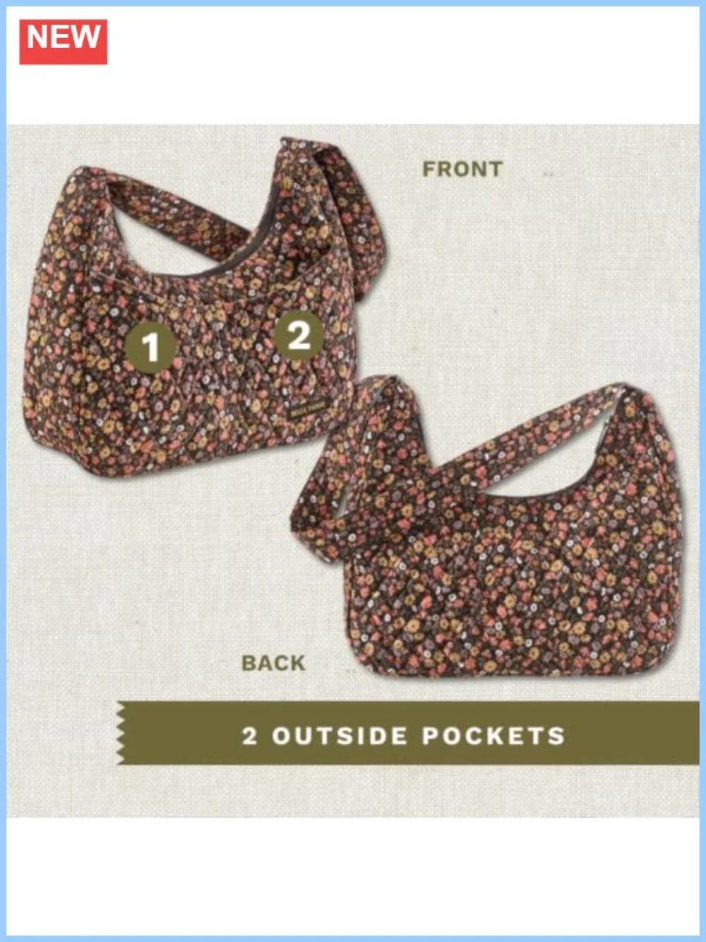 Quilted Cotton Shoulder Bag for Women Hobo Lightweight